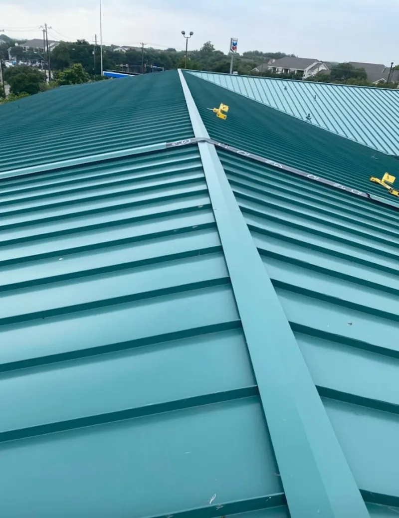 Green commercial metal roof ridge and valley for Metal Roof Repair in Wilna